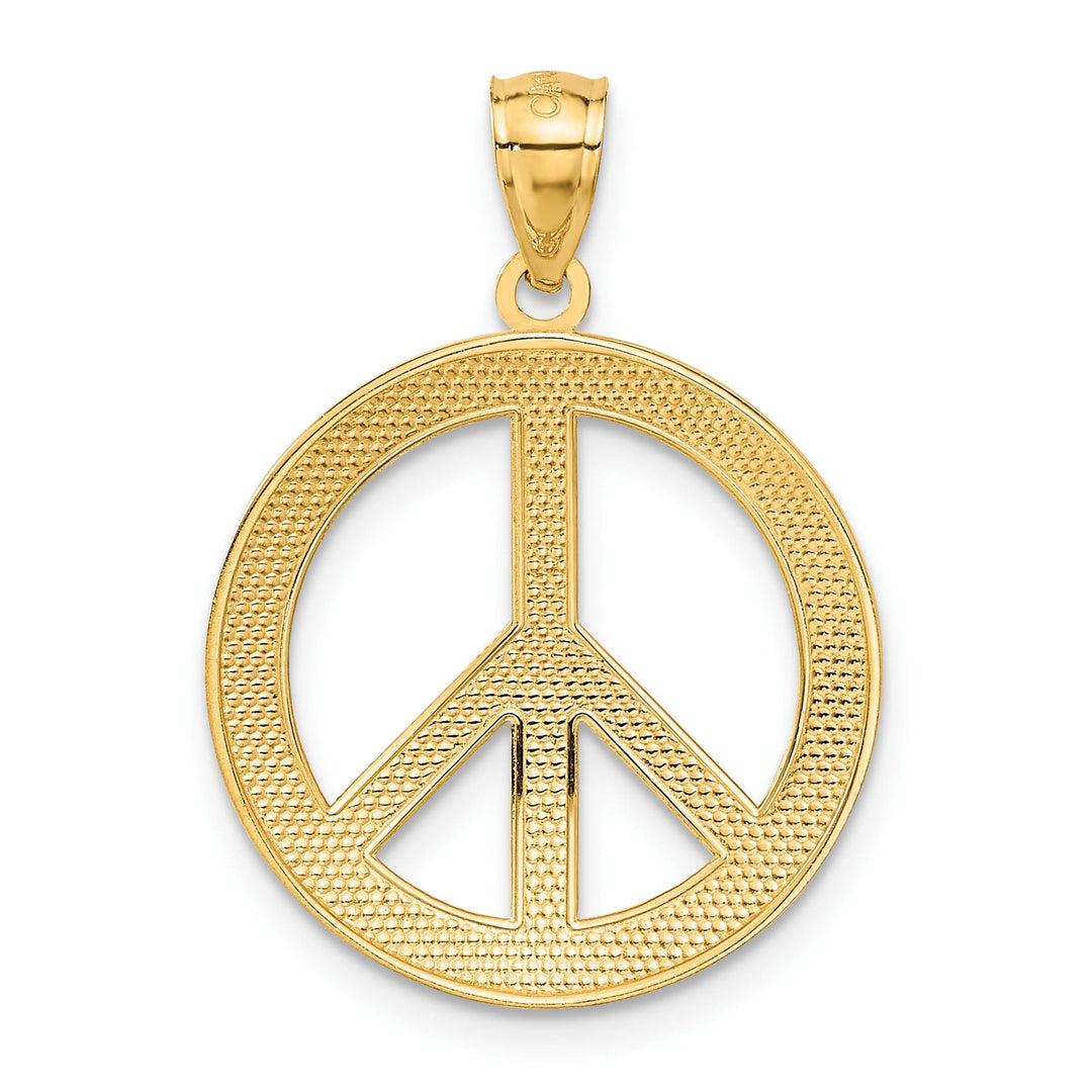 14k Yellow Gold Peace Sign Charm Pendant