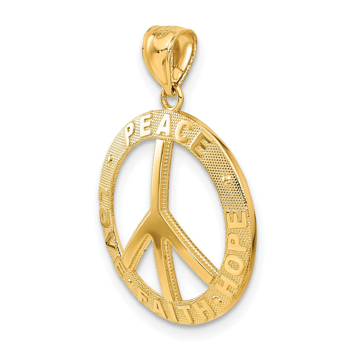 14k Yellow Gold Peace Sign Charm Pendant