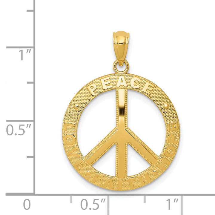 14k Yellow Gold Peace Sign Charm Pendant