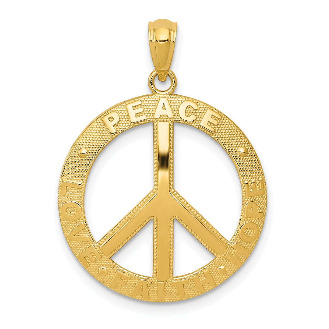 14k Yellow Gold Peace Sign Charm Pendant