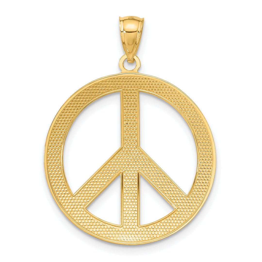 14k Yellow Gold Peace Sign Charm Pendant