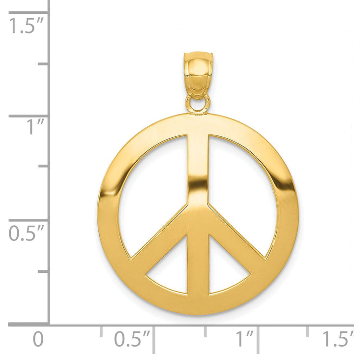 14k Yellow Gold Peace Sign Charm Pendant