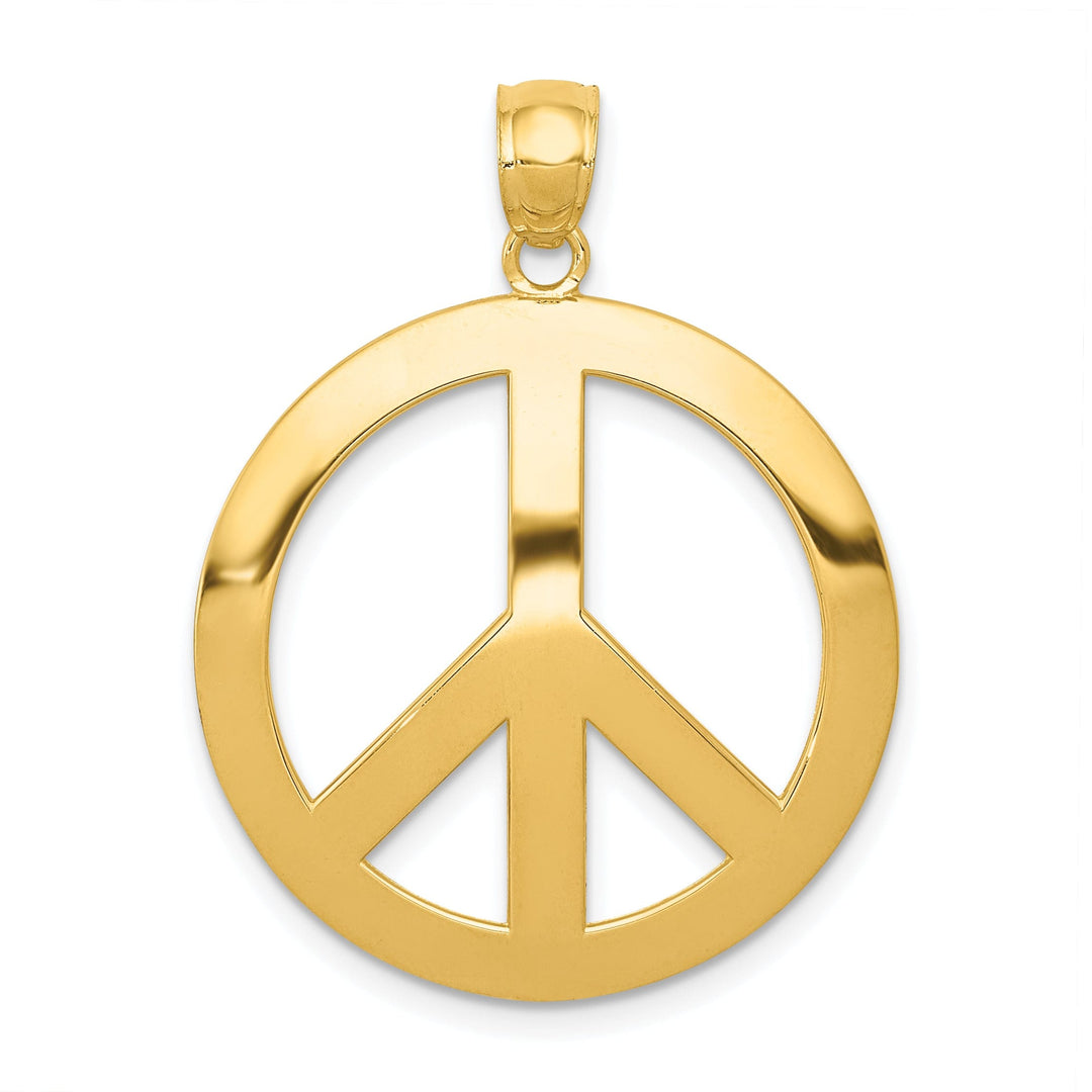 14k Yellow Gold Peace Sign Charm Pendant