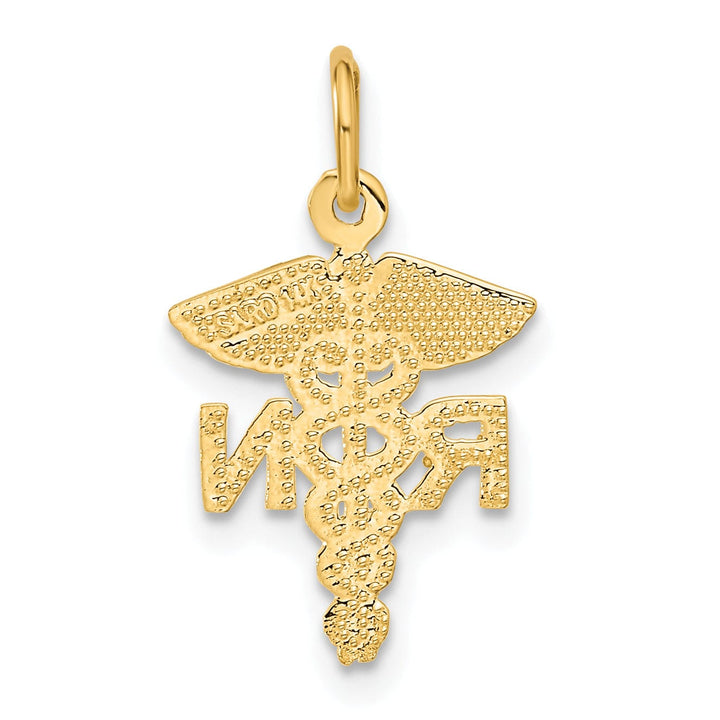 Solid 14k Yellow Gold R.N Nurse Charm Pendant