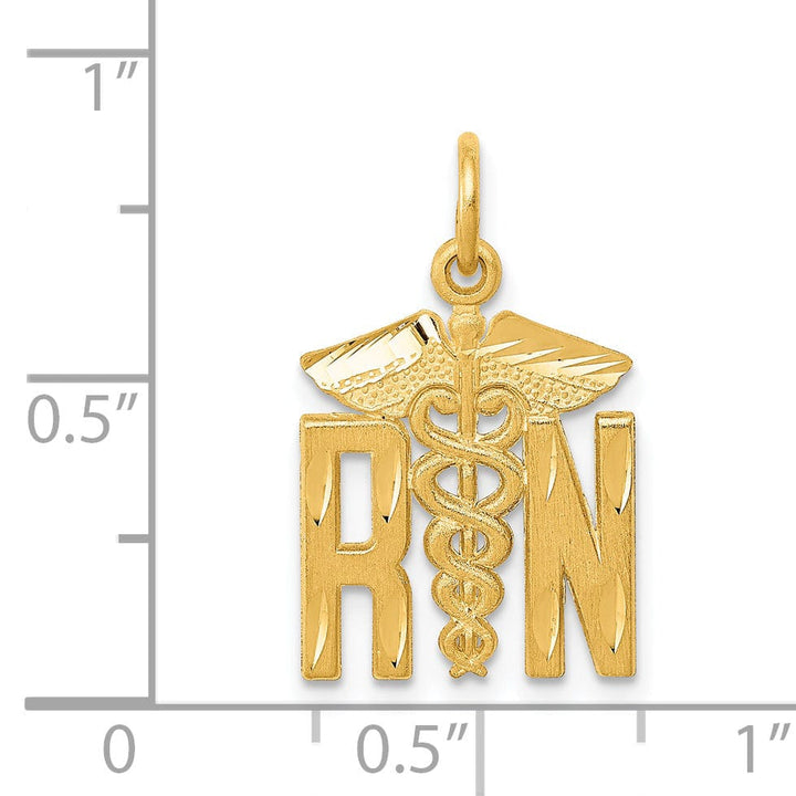 14k Yellow Gold Nurse R.N Charm Pendant
