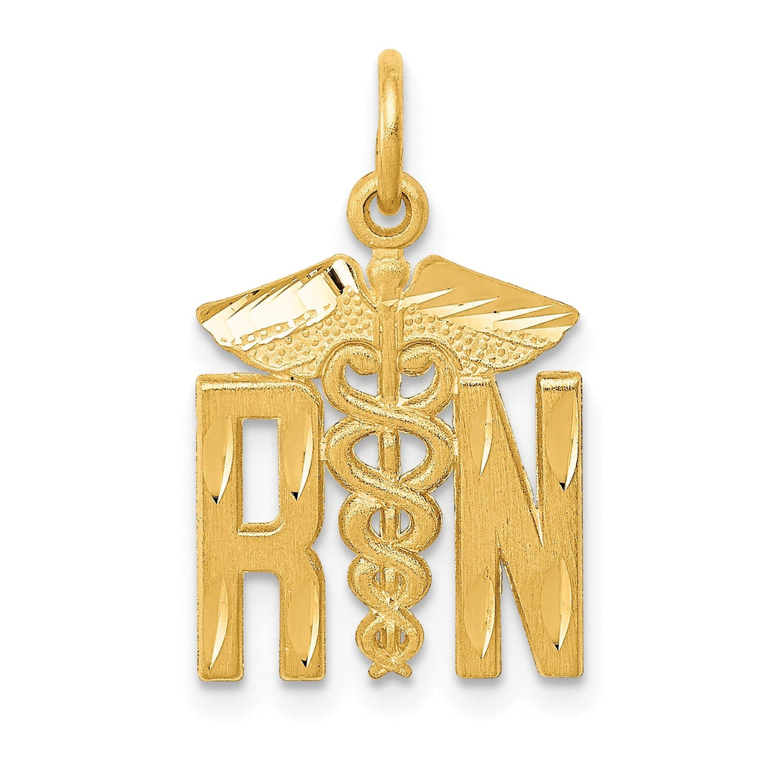 14k Yellow Gold Nurse R.N Charm Pendant