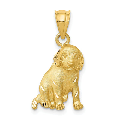 14k Yellow Gold Diamond Cut Brushed Finish Solid Dog Charm Pendant at $ 179.04 only from Jewelryshopping.com