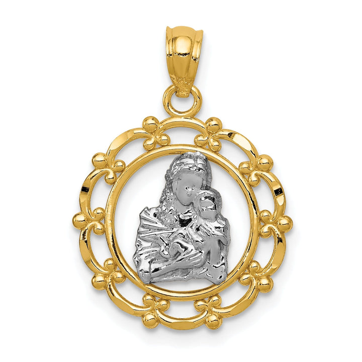 14k Two-tone Gold Mother Holding Baby Pendant