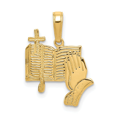 14K Yellow Gold Polished Texture Bible Praying Hands,and Cross Pendant at $ 130.61 only from Jewelryshopping.com