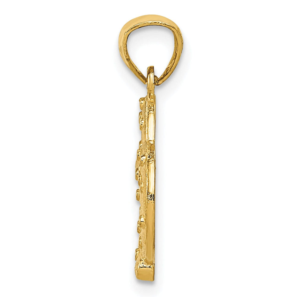 14k Yellow Gold Polished Texture Finish Pretzel Shape Design Pendant
