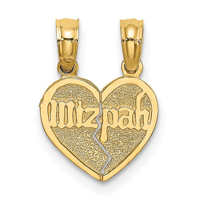 14K Yellow Gold Reversible Break Apart Mizpah Heart Shape Pendant at $ 64.04 only from Jewelryshopping.com