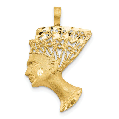 14K Yellow Gold Satin Diamond Cut Finished Queen Nefertiti Charm Pendant at $ 186.54 only from Jewelryshopping.com