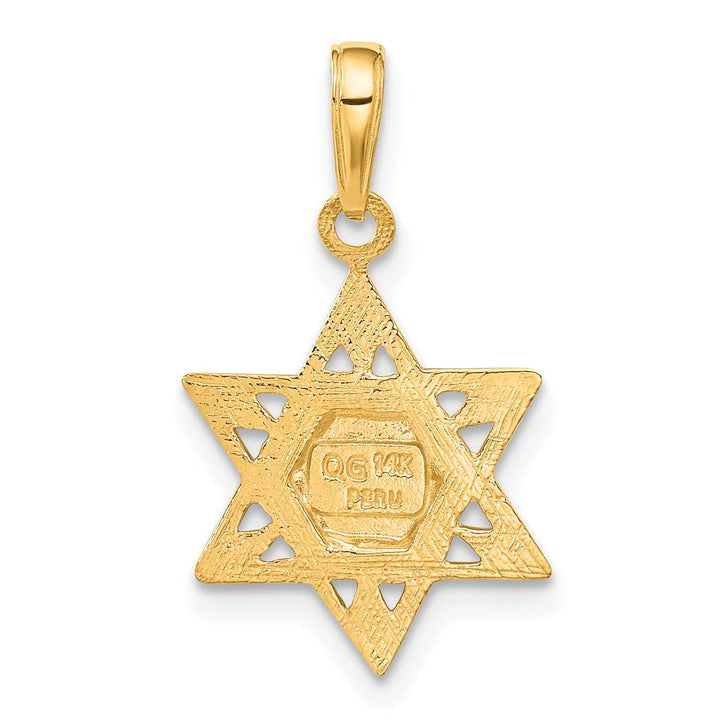 14K Yellow Gold Polished Finish Star of David with Tablets in Center Pendant