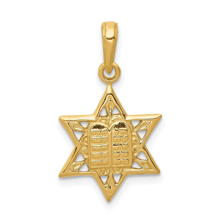 14K Yellow Gold Polished Finish Star of David with Tablets in Center Pendant