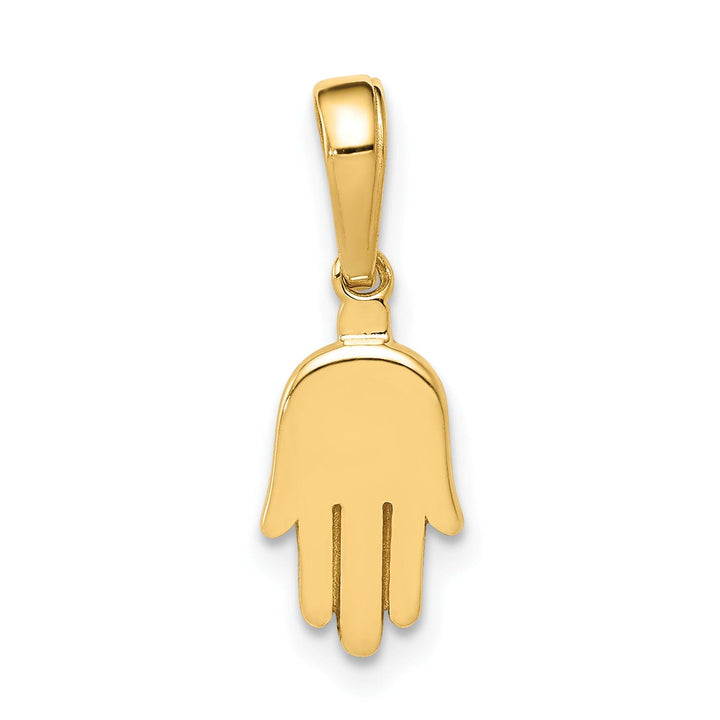 14K Yellow Gold Polished Finish Small Solid Hamsa Charm Pendant