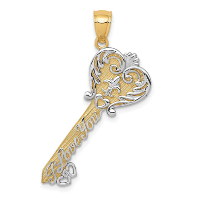 14k Two Tone Gold I Love You Key Pendant at $ 138.11 only from Jewelryshopping.com