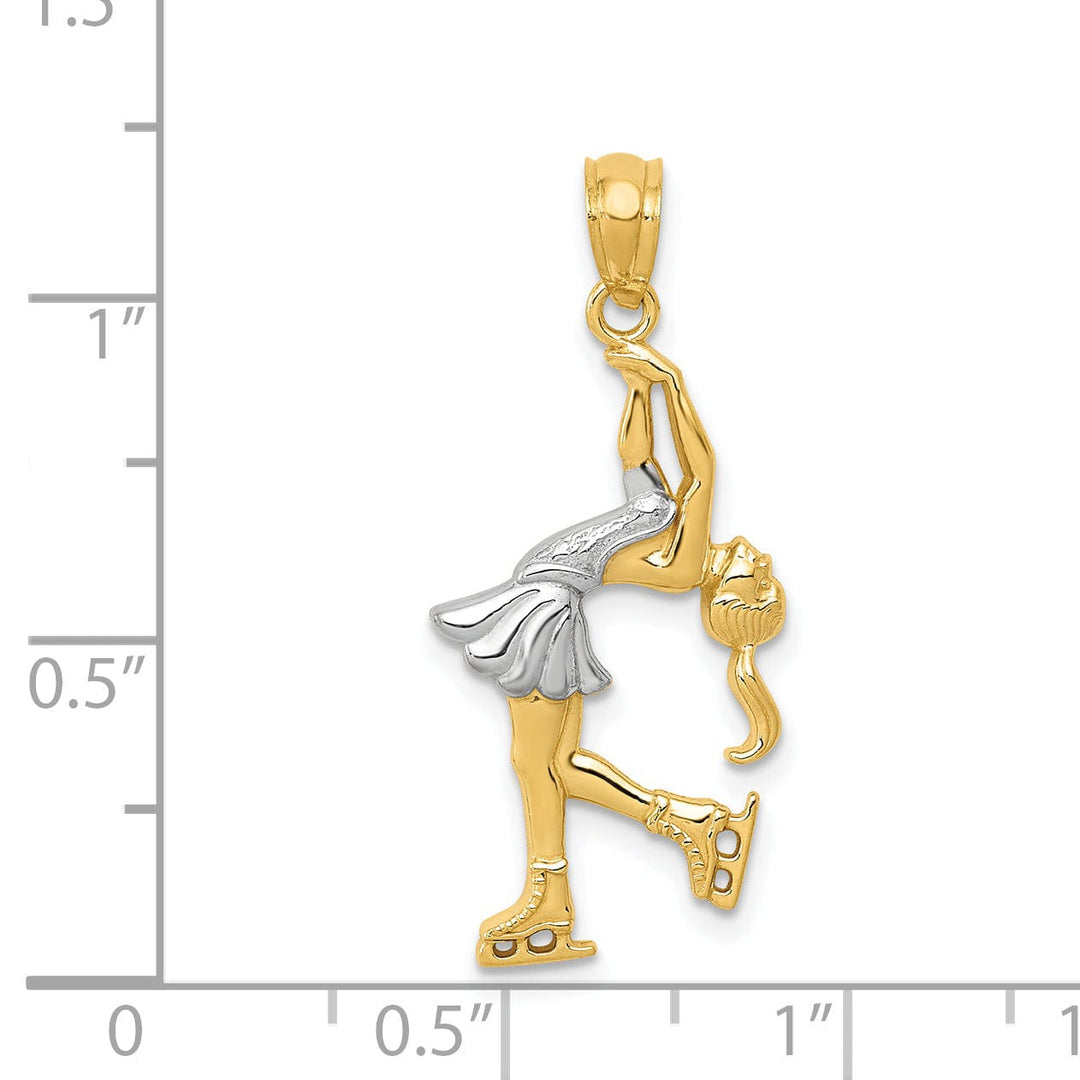 14k Two Gone Gold Ice Skater Charm Pendant