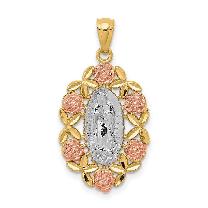 14k Two Tone Gold Guadalupe Pendant