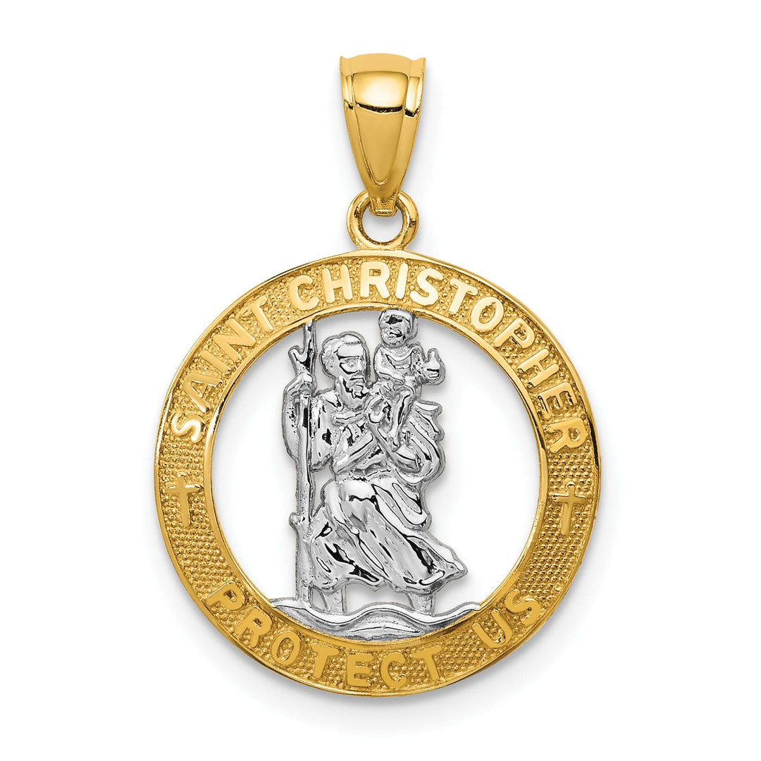 14k Two Tone Gold Saint Christopher Pendant