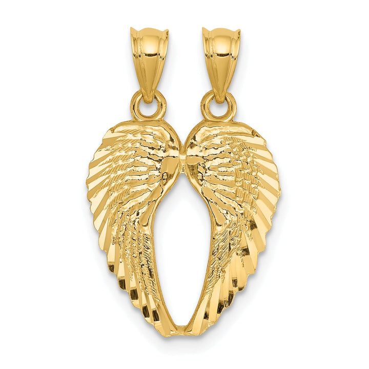 14k Yellow Gold Polished Texture D.C Break Apart Wings Pendant