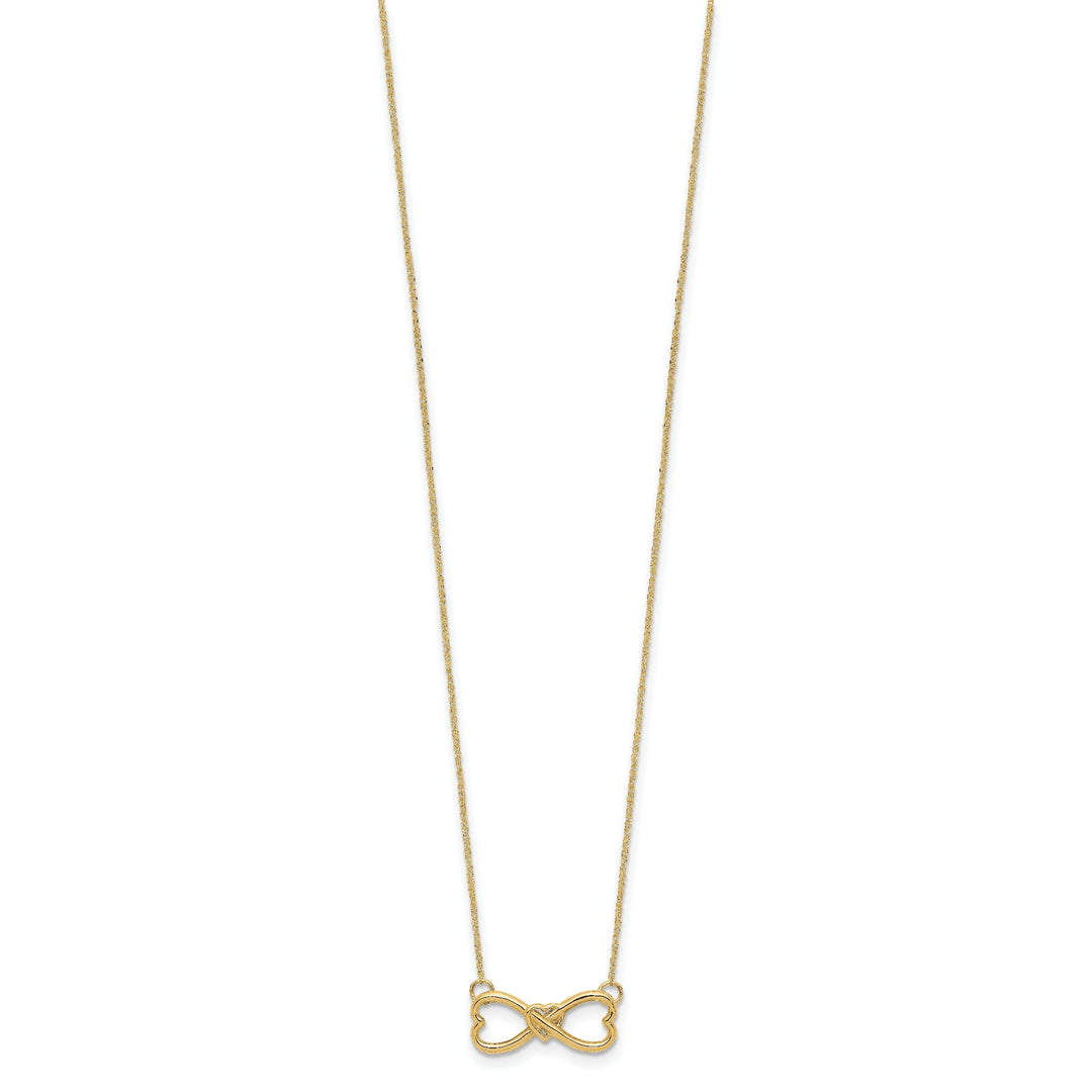 14k Yellow Gold Polished Finish Closed Back Infinity with Heart Design Pendant in a 18-inch Ropa Chain Necklace Set