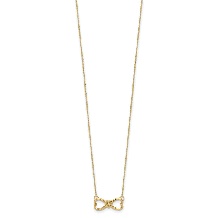 14k Yellow Gold Polished Finish Closed Back Infinity with Heart Design Pendant in a 18-inch Ropa Chain Necklace Set