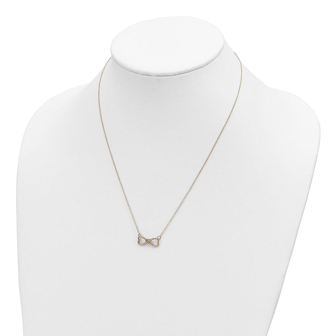 14k Yellow Gold Polished Finish Closed Back Infinity with Heart Design Pendant in a 18-inch Ropa Chain Necklace Set