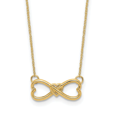 14k Yellow Gold Polished Finish Closed Back Infinity with Heart Design Pendant in a 18-inch Ropa Chain Necklace Set at $ 219.16 only from Jewelryshopping.com