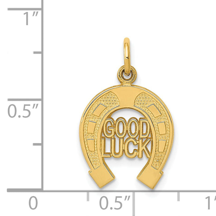 14k Yellow Gold Textured Polished Finish Good Luck Horseshoe Charm Pendant