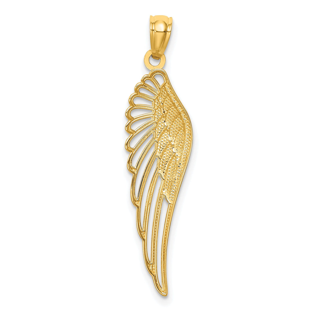 14K Yellow Gold Polished Finish Solid Men's Angel Wing Pendant