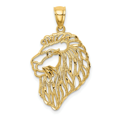 14K Yellow Gold Solid Polished Diamond Cut Finish Lion Head Design Charm Pendant at $ 161.74 only from Jewelryshopping.com