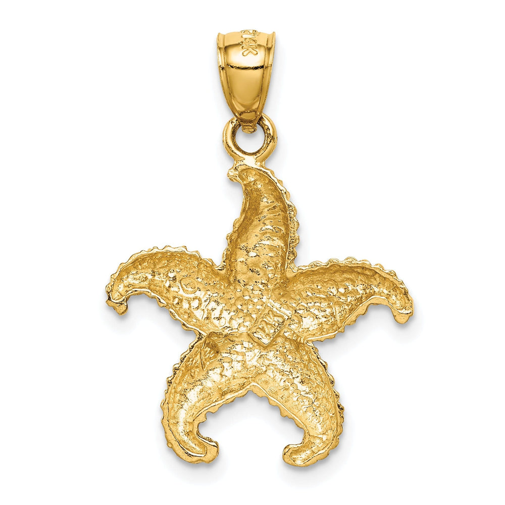 14K Yellow Gold Solid Polished Starfish Charm Pendant