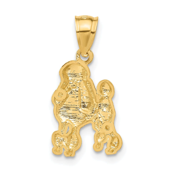 14KYellow Gold Solid Diamond Cut Brushed Finish Poodle Dog Charm Pendant