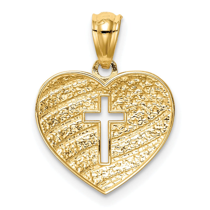 14K White Rhodium USA Flag With Cross Heart Pendant