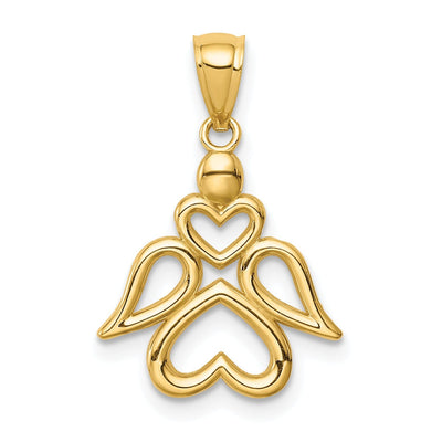 14K Yellow Gold Finish Polish Finish Concave Angel with Hearts Pendant at $ 71.3 only from Jewelryshopping.com