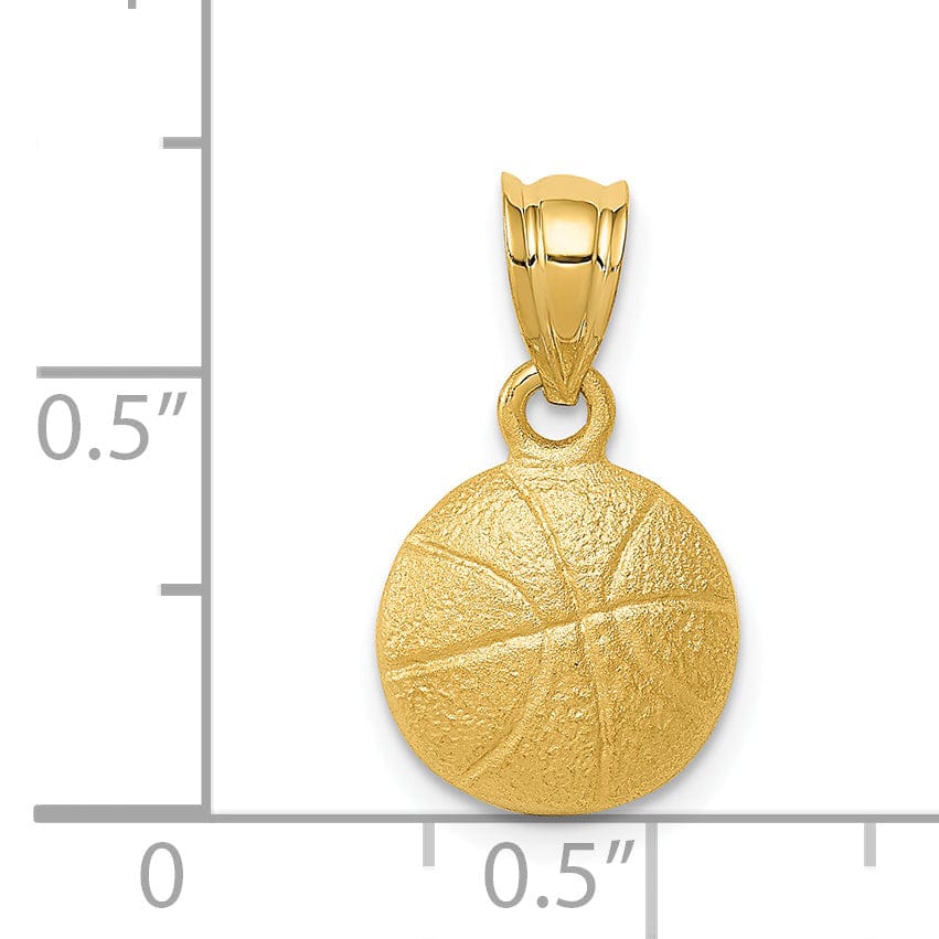 Solid 14k Yellow Gold Basketball Charm Pendant