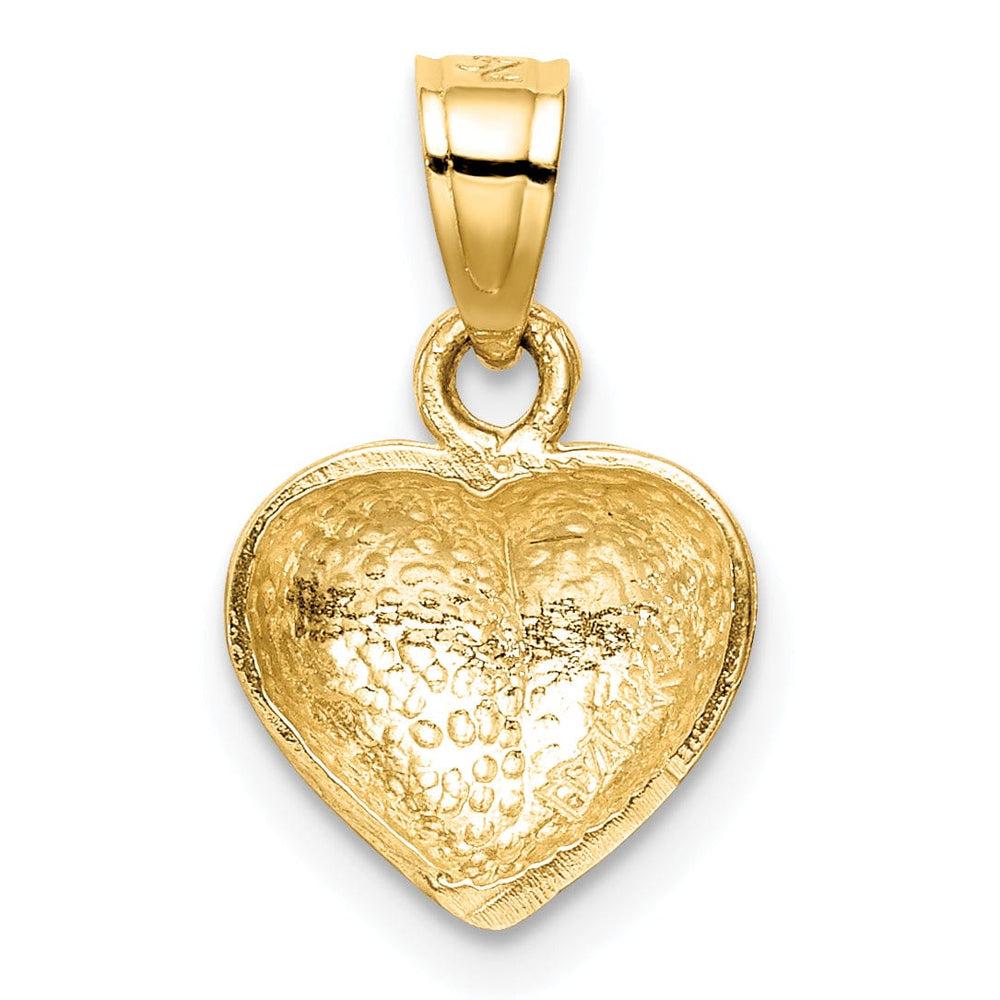 14K Yellow Gold Solid Polished Finish Concave One sided Heart Design Charm Pendant