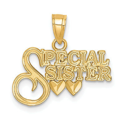 14K Yellow Gold Solid Polished Diamond Cut Finish Special Sister 2- Heart Design Charm Pendant at $ 82.73 only from Jewelryshopping.com