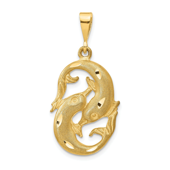 14k Yellow Gold Pisces Zodiac Charm Pendant