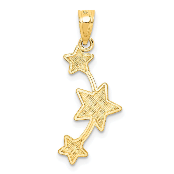 14K Yellow Gold Soild Diamond Cut Polished Finish 3-Stars Charm Pendant