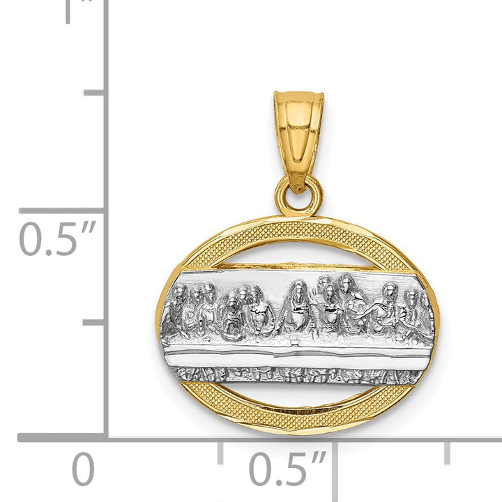 14K Yellow Gold Rhodium Polished Finish The Last Supper Medal Pendant