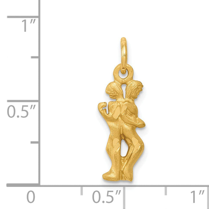 14k Yellow Gold Gemini Zodiac Charm Pendant