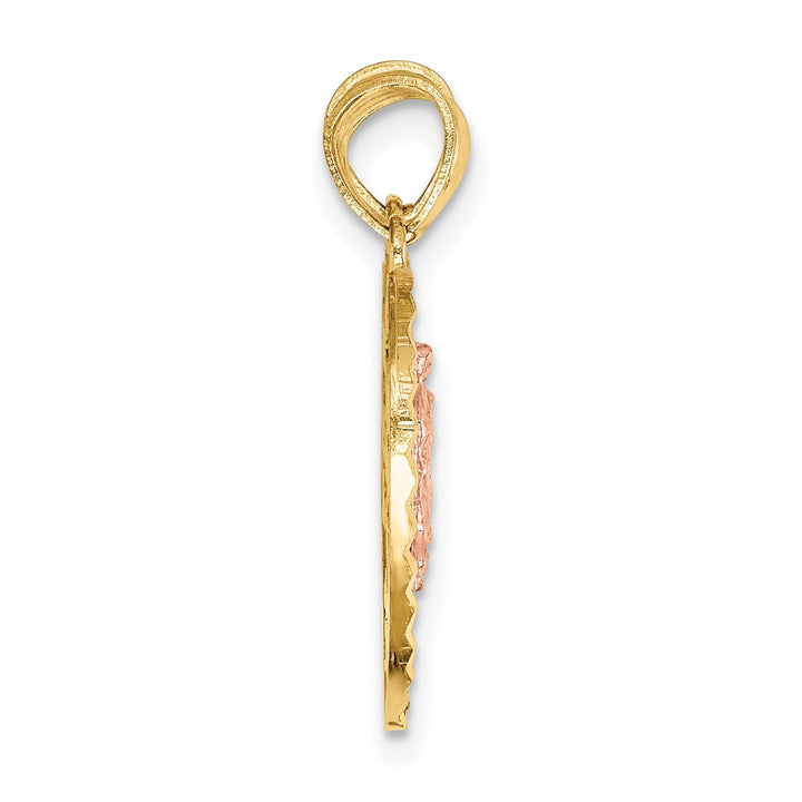 14K Two-tone Gold Reversible Lady of GuadalupeandCrucifix Breakapart Pendant