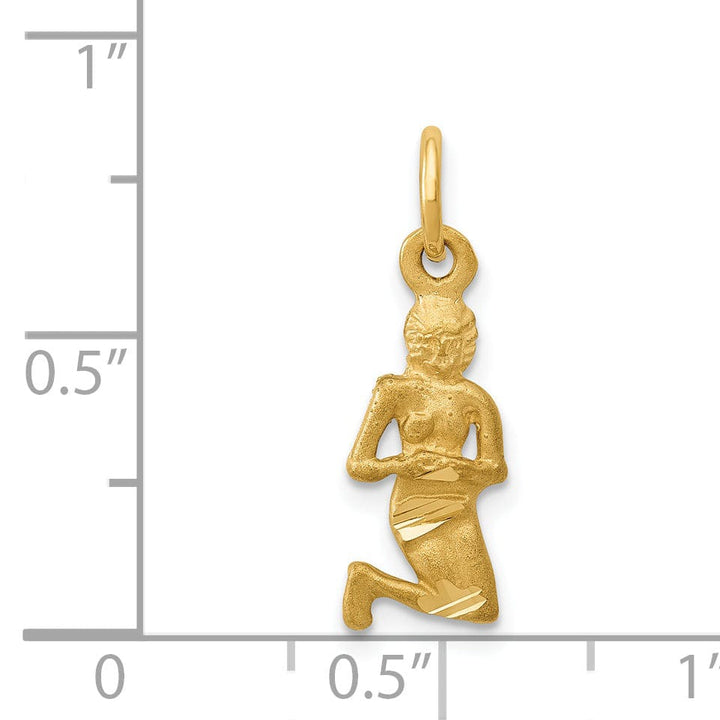 14k Yellow Gold Virgo Zodiac Charm Pendant