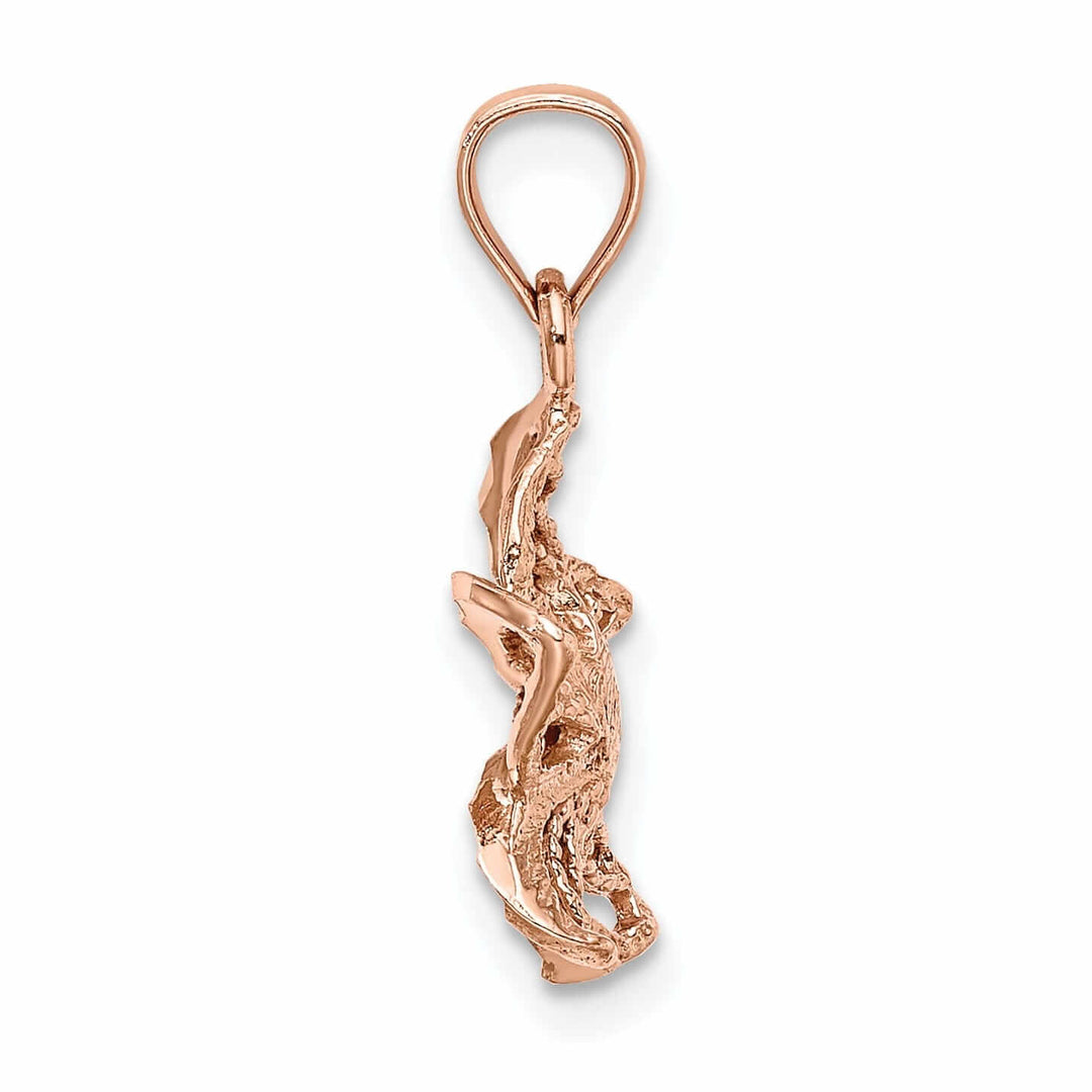 14k Rose Gold Textured Back Beaded Polished Finish Diamond-cut Plumeria Flower Charm Pendant