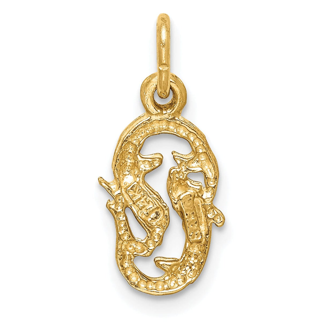 14k Yellow Gold Pisces Zodiac Charm Pendant