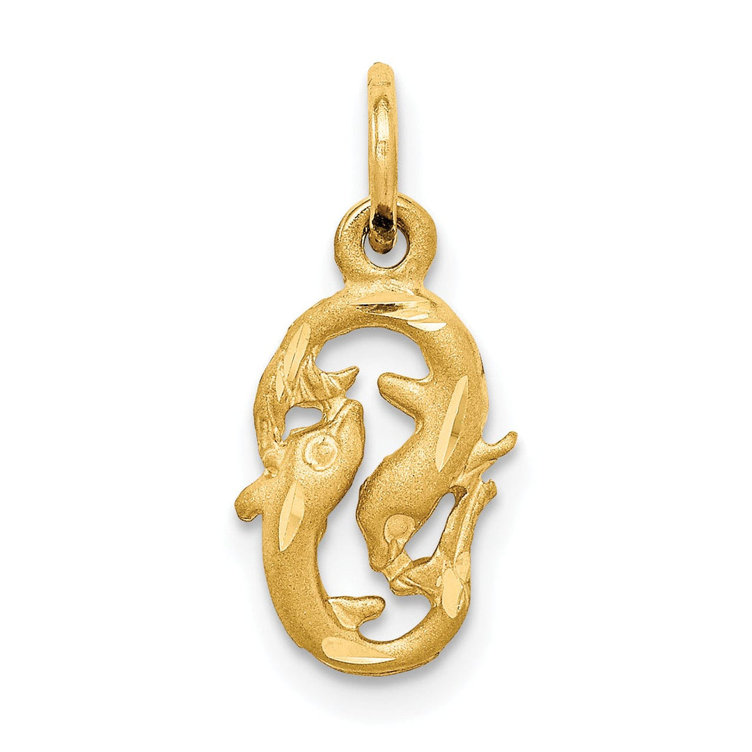 14k Yellow Gold Pisces Zodiac Charm Pendant