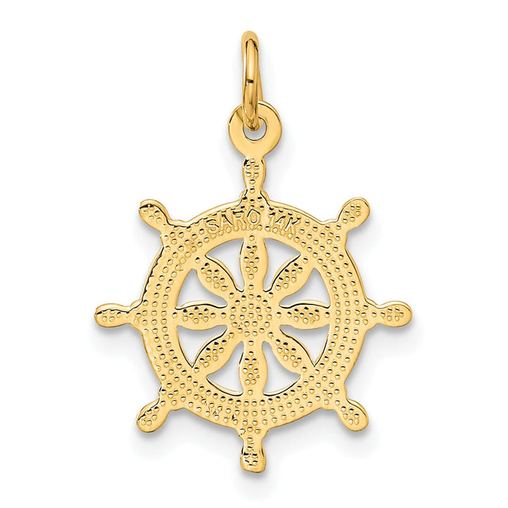 14k Yellow Gold Ships Wheel Charm