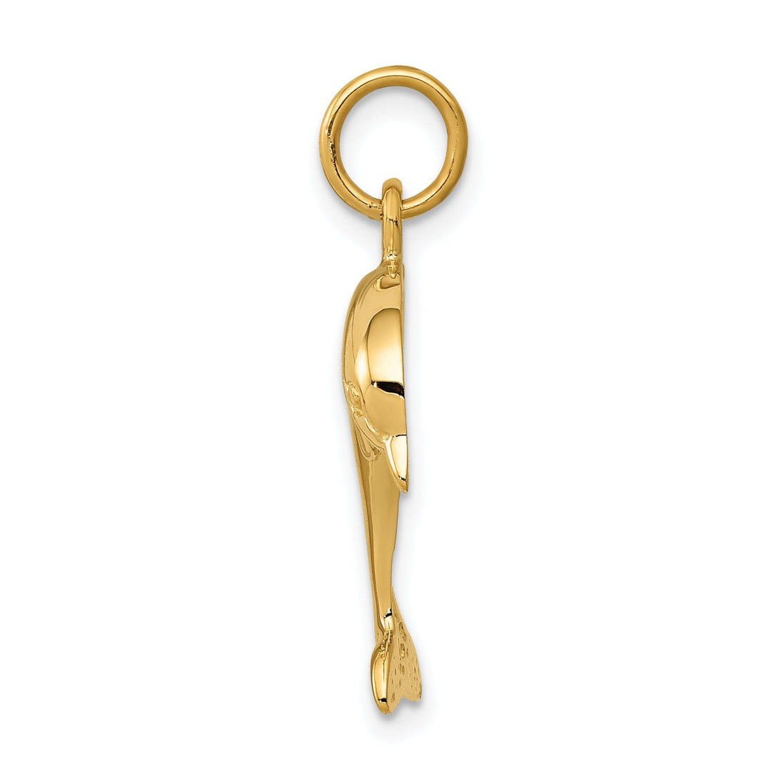 14k Yellow Gold Polished Finish Dolphin Charm Pendant