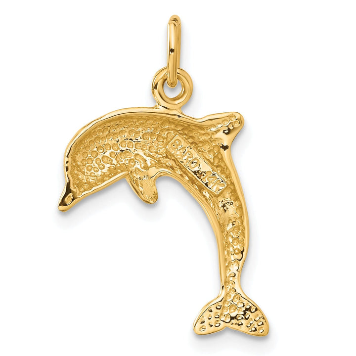 14k Yellow Gold Polished Finish Dolphin Charm Pendant